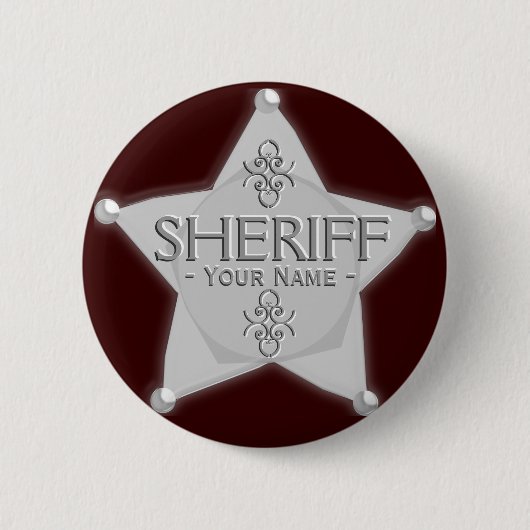 Sheriff Badge Wild West Party Button Silver (Voorkant)