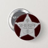 Sheriff Badge Wild West Party Button Silver (Voorkant /achterkant)