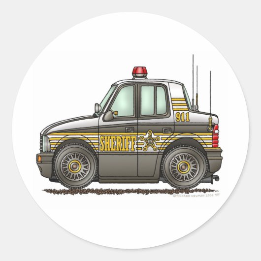Sheriff Car Patrol Autowetshandhaving Ronde Sticker (Voorkant)