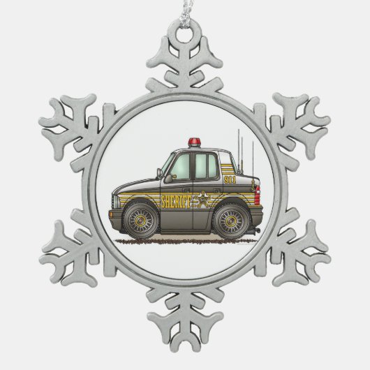 Sheriff Car Patrol Tin Sneeuwvlok Ornament (Voorkant)