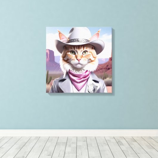 Sheriff Cat Canvas Afdruk (Insitu (Houten vloer))