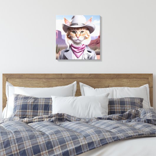 Sheriff Cat Canvas Afdruk (Insitu (Slaapkamer))
