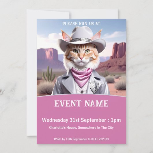Sheriff Cat Invitation Kaart (Voorkant)