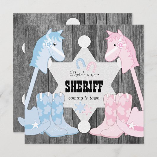 Sheriff Cowboy Gender Reveal Kaart (Voorkant / Achterkant)