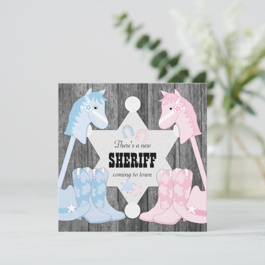 Sheriff Cowboy Gender Reveal Kaart (Staand voorkant)