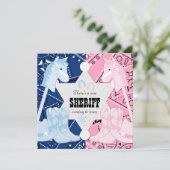 Sheriff Cowboy Gender Reveal Party Kaart (Staand voorkant)