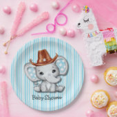 Sheriff Cowboy Olifant Baby shower Dank u Papieren Bordje (Feest)