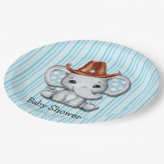 Sheriff Cowboy Olifant Baby shower Dank u Papieren Bordje (Gekanteld)