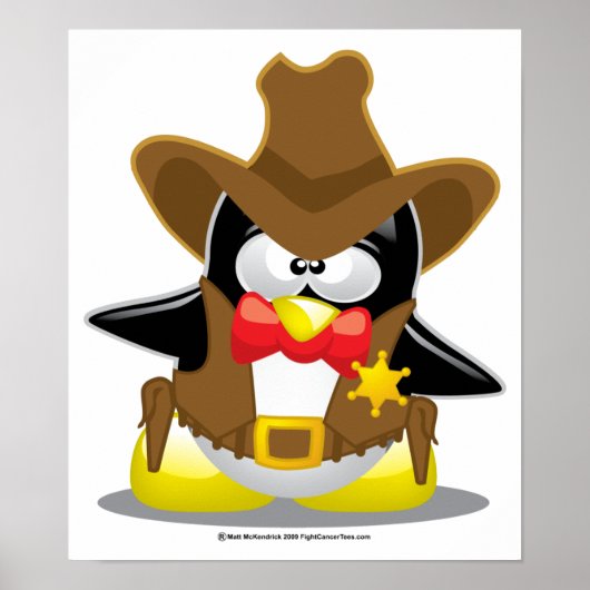 Sheriff Cowboy Penguin Poster (Voorkant)