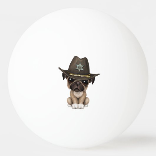 Sheriff Cute Pug Puppy Dog Pingpongbal (Voorkant)