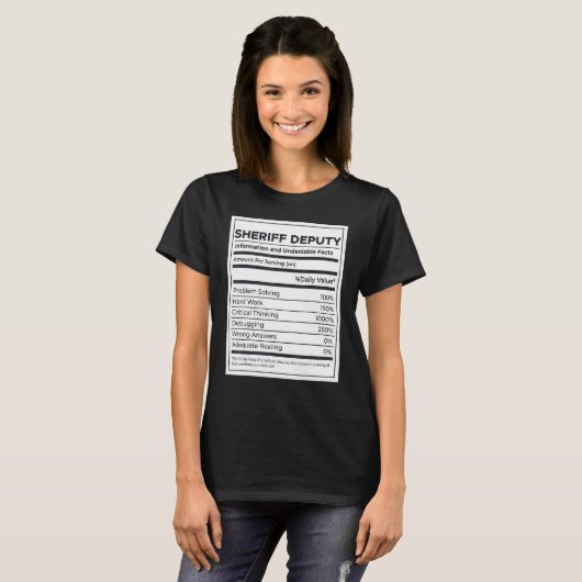 Sheriff Deputy Nutrition Information T-shirt (Voorkant volledig)