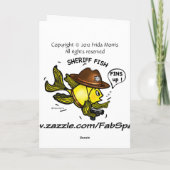 SHERIFF FISH - leuke Sparky Cartoon Feestdagen Kaart (Achterkant)