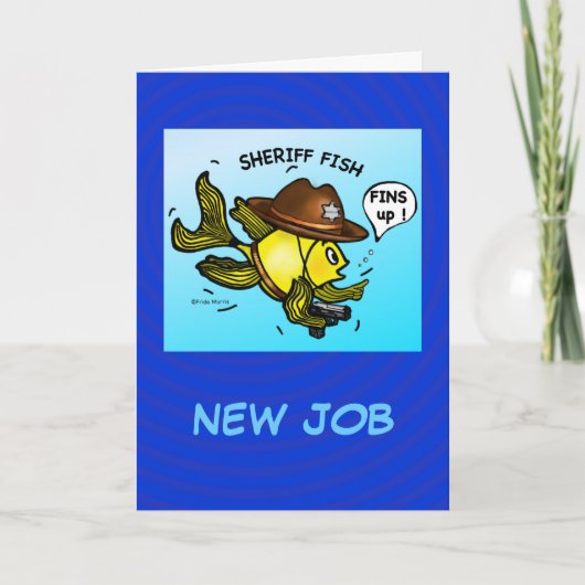 SHERIFF FISH - leuke Sparky Cartoon Feestdagen Kaart (Voorkant)