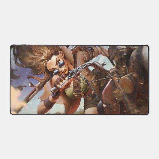 Sheriff Gaming Desk Mat | Motorrijder Art (Voorkant)