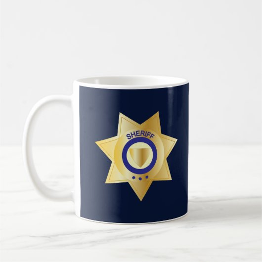 Sheriff Gold Star Badge Coffee Mok (Links)