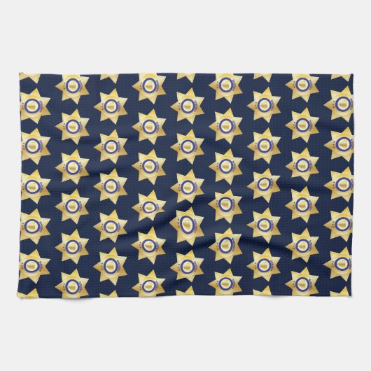 Sheriff Gold Star Badge Fun Theedoek (Horizontaal)