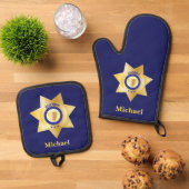 Sheriff Gold Star Badge Gepersonaliseerd Ovenwant & Pannenlap Set (Top down)