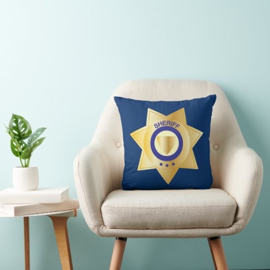 Sheriff Gold Star Badge Kussen (Stoel)