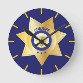 Sheriff Gold Star Badge Novelty Ronde Klok