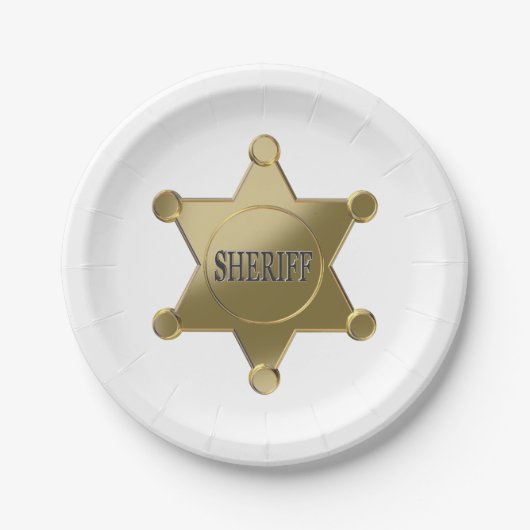 Sheriff golden star papieren bordje (Voorkant)