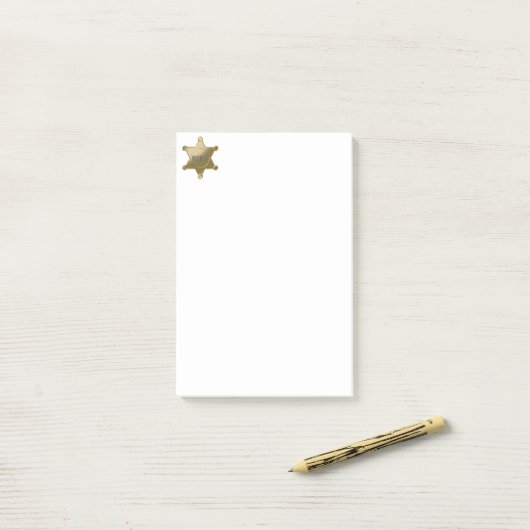 Sheriff gouden ster post-it® notes (Op bureau)