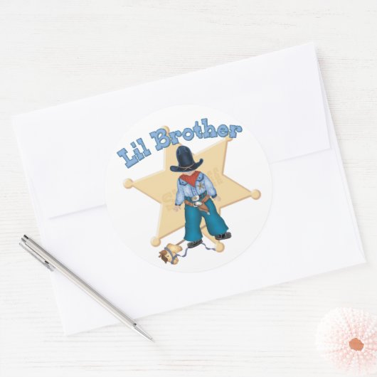 Sheriff Little Brother Ronde Sticker (Envelop)