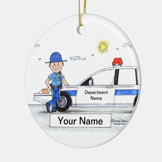 Sheriff - Male Keramisch Ornament (Links)