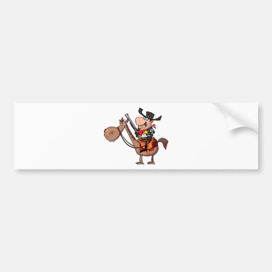 Sheriff met Pistool op paarden Bumpersticker (Voorkant)