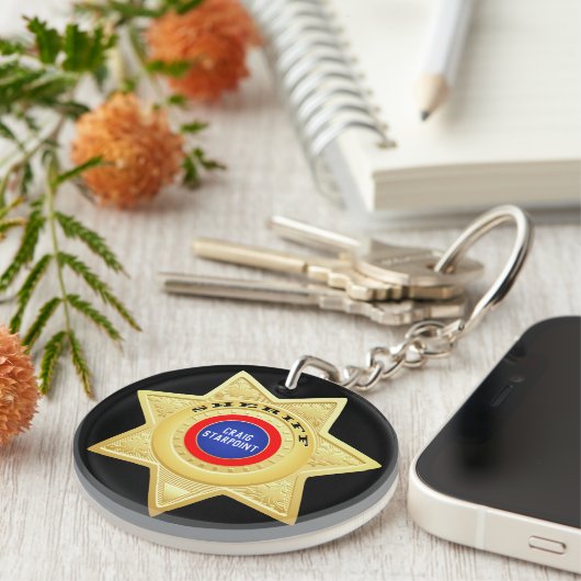 Sheriff Police Star Gold Sleutelhanger (Voorkant Rechts)