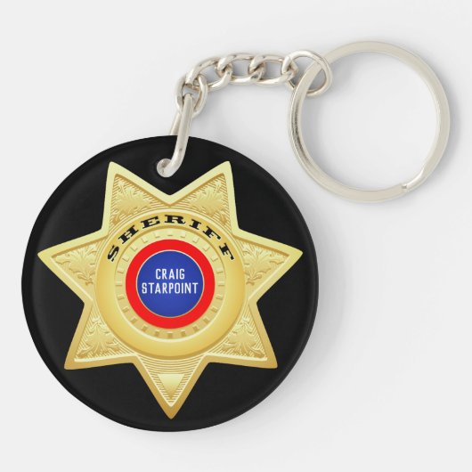 Sheriff Police Star Gold Sleutelhanger (Achterkant)