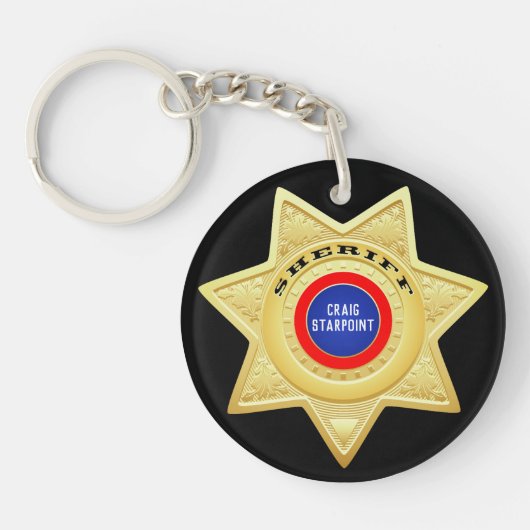 Sheriff Police Star Gold Sleutelhanger (Voorkant)