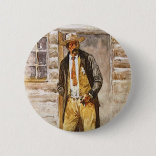 Sheriff Portret door Seltzer, Oude West Cowboy Ronde Button 5,7 Cm