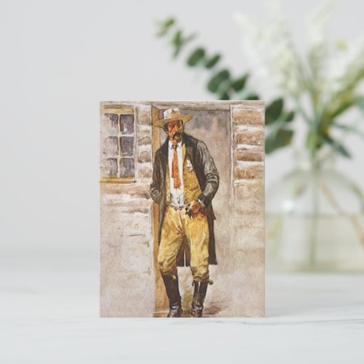 Sheriff Portret van Seltzer,  West Cowboy Briefkaart (Staand voorkant)