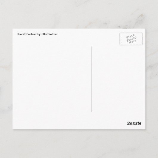 Sheriff Portret van Seltzer,  West Cowboy Briefkaart (Achterkant)