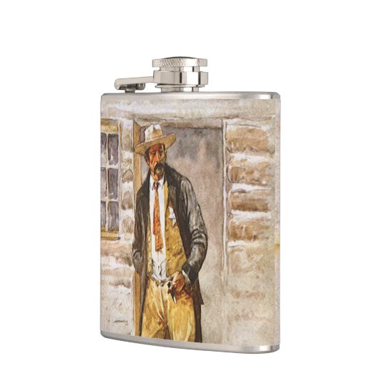 Sheriff Portret van Seltzer,  West Cowboy Heupfles (Links)