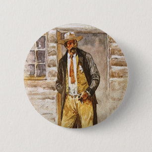 Sheriff Portret van Seltzer, West Cowboy Ronde Button 5,7 Cm