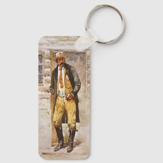 Sheriff Portret van Seltzer,  West Cowboy Sleutelhanger (Achterkant)