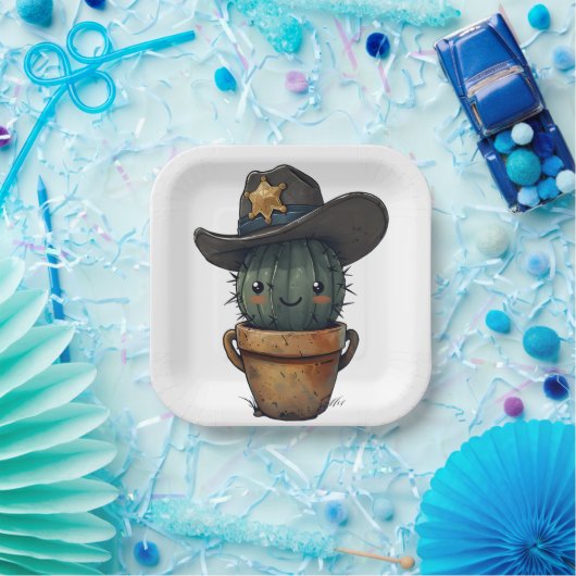 Sheriff Spike-Cactus Character Papieren Bordje (Feest)