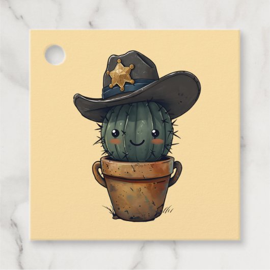 Sheriff Spike-Cactus karakter Bedankjes Labels (Voorkant)