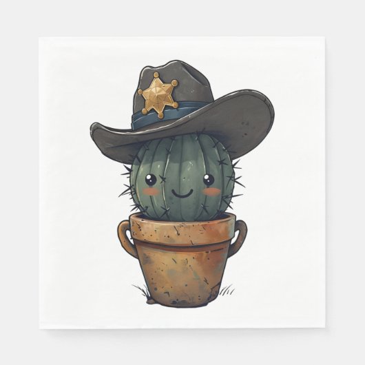Sheriff Spike-Cactus Karakter Servet (Voorkant)