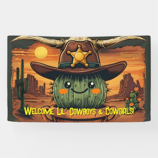 Sheriff Spike-Cactus Karakter Spandoek (Horizontaal)