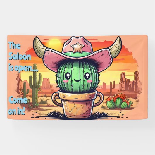 Sheriff Spike-Cottoncandy Cactus Karakter Spandoek (Horizontaal)