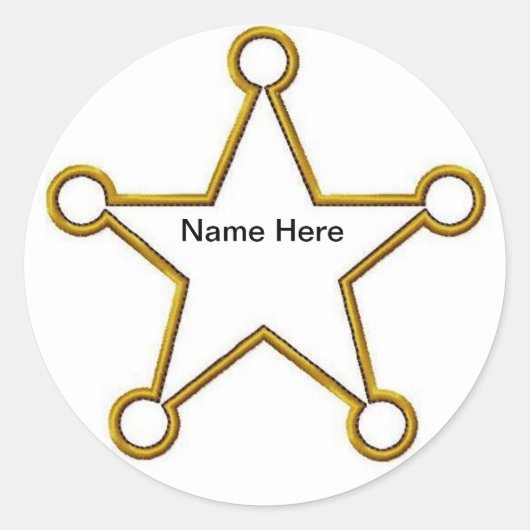 Sheriff Star Naam badge Ronde Sticker (Voorkant)