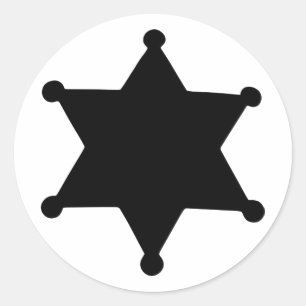 Sheriff Star Outline Silhouet Ronde Sticker