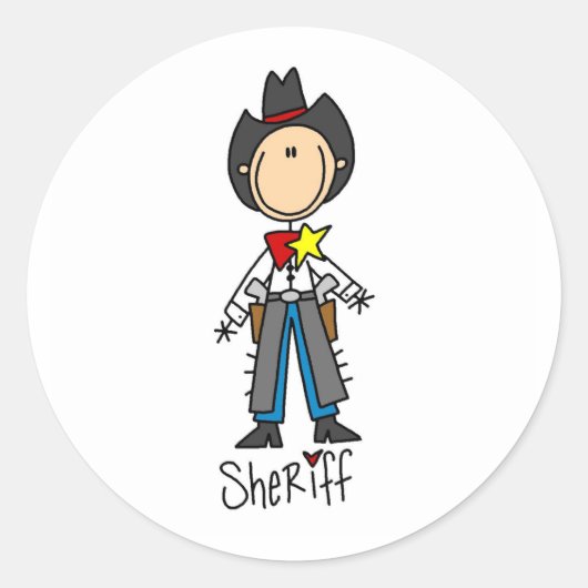 Sheriff Stick Figuur Sticker (Voorkant)