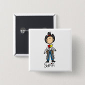Sheriff T-shirts en cadeautjes Vierkante Button 5,1 Cm (Voorkant /achterkant)