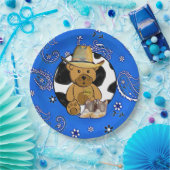 Sheriff Teddy Bear Blauw Bandanna Papier Borden Papieren Bordje (Feest)