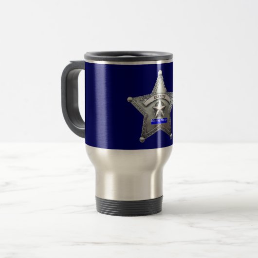 Sheriff Thin Blue Line Badge Reisbeker (Voorkant links)