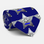 Sheriff Thin Blue Line Badge Stropdas (Opgerold)