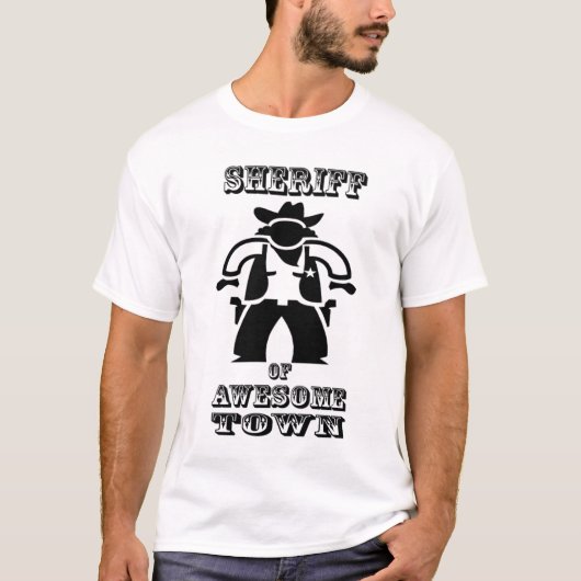Sheriff van Awesometown (groot afbeelding) T-shirt (Voorkant)